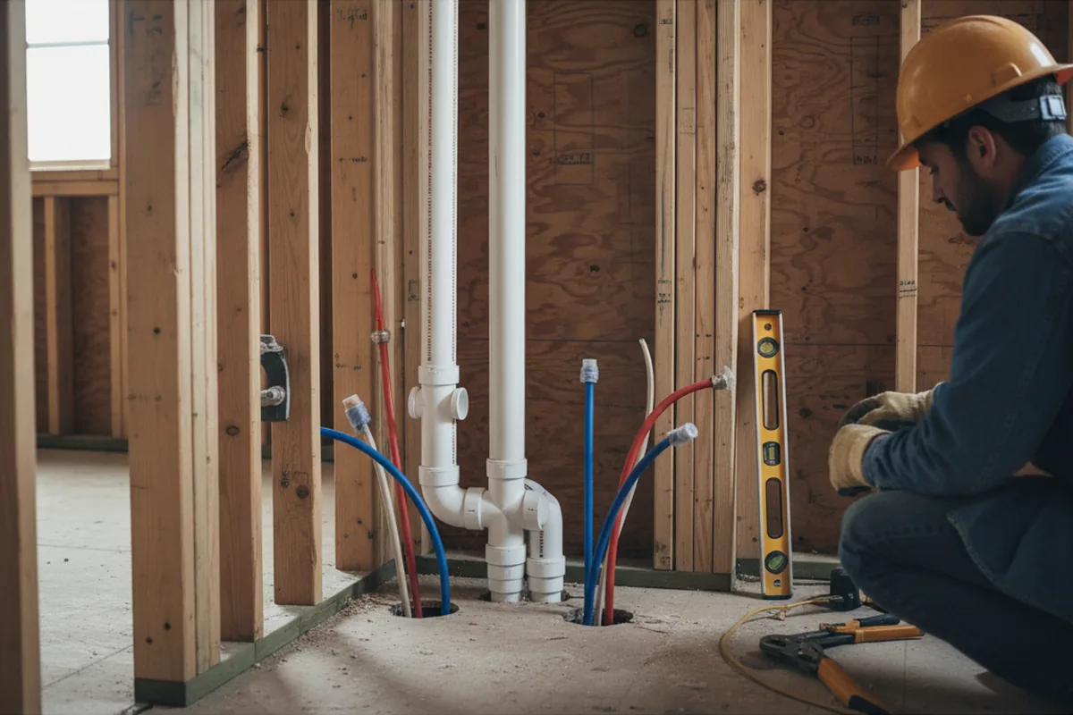 Drain and supply rough-in during Drain Cleaning in Rock Hill